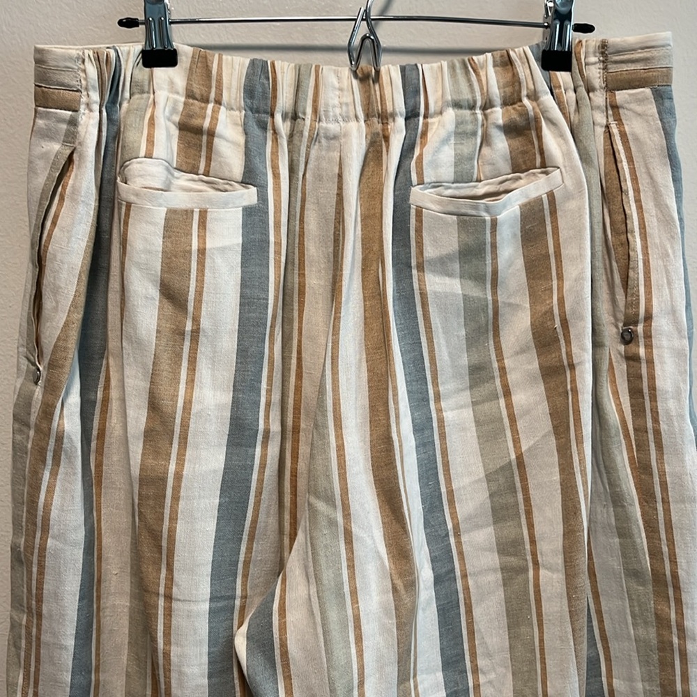 LAFAYETTE 148 NY Columbus Striped Wide-Leg Linen Pants, Multi-Color, Size XXL - Picture 9 of 11